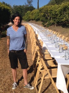 Debi Saltzberg at a farm dinner